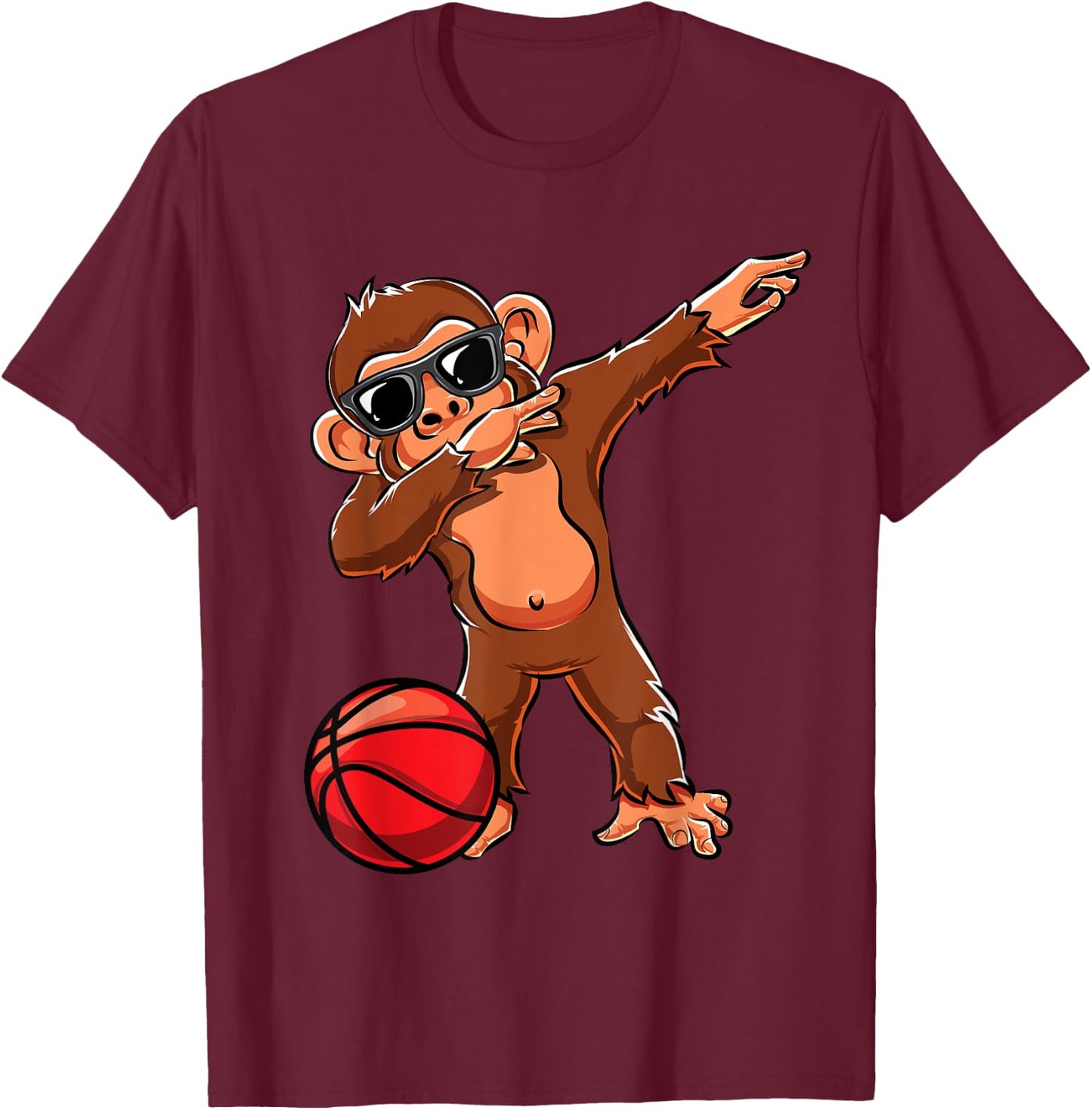 Cute Dabbing Monkey Lovers Dab Basketball Girls Boys Gifts T-Shirt - T-Shirt | Maroon