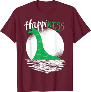 Funny Loch Ness Monster HappiNESS Happy Nessie Pun T-Shirt - T-Shirt | Maroon