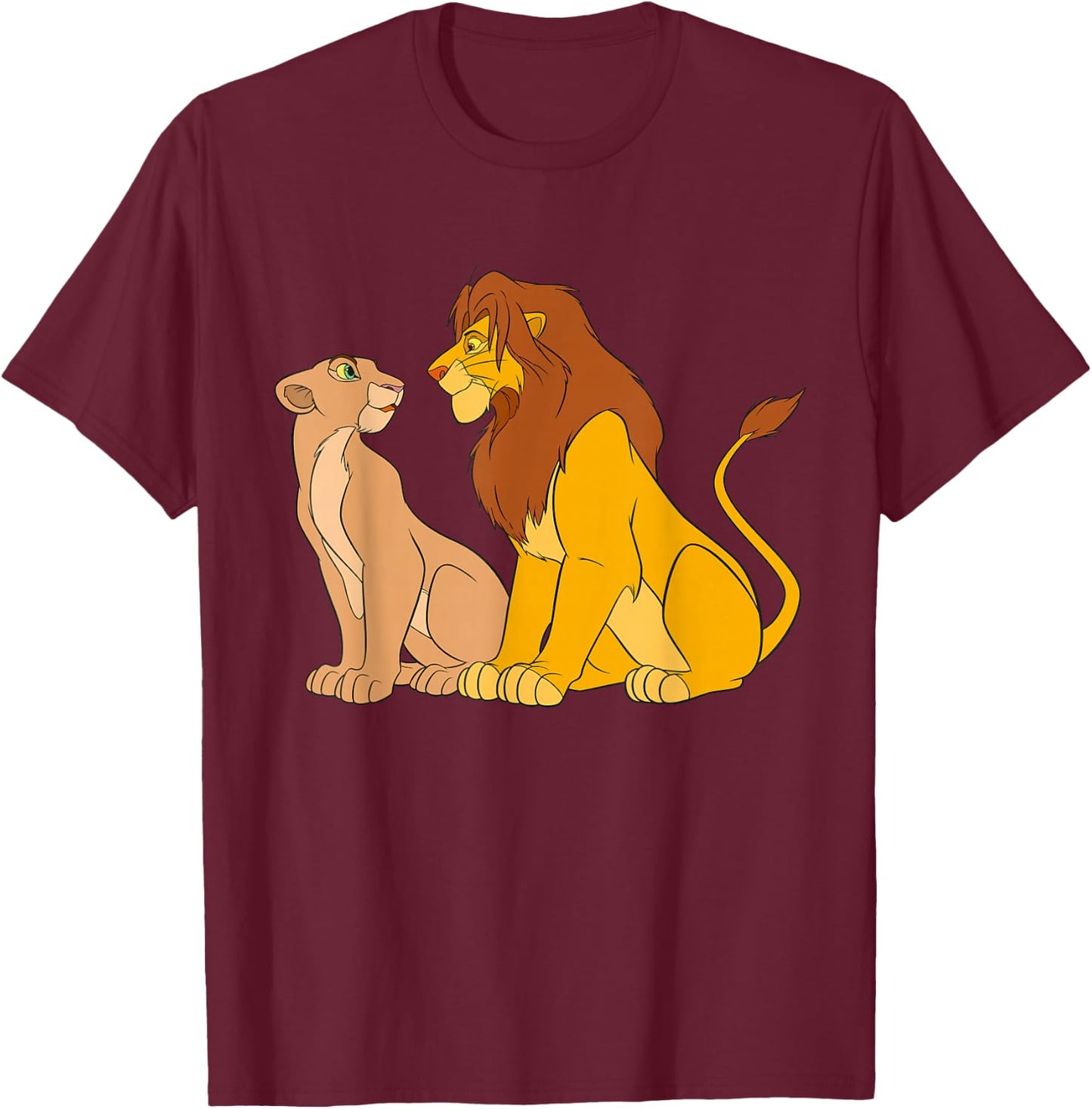 Disney The Lion King Adult Simba and Nala Together T-Shirt - T-Shirt | Maroon