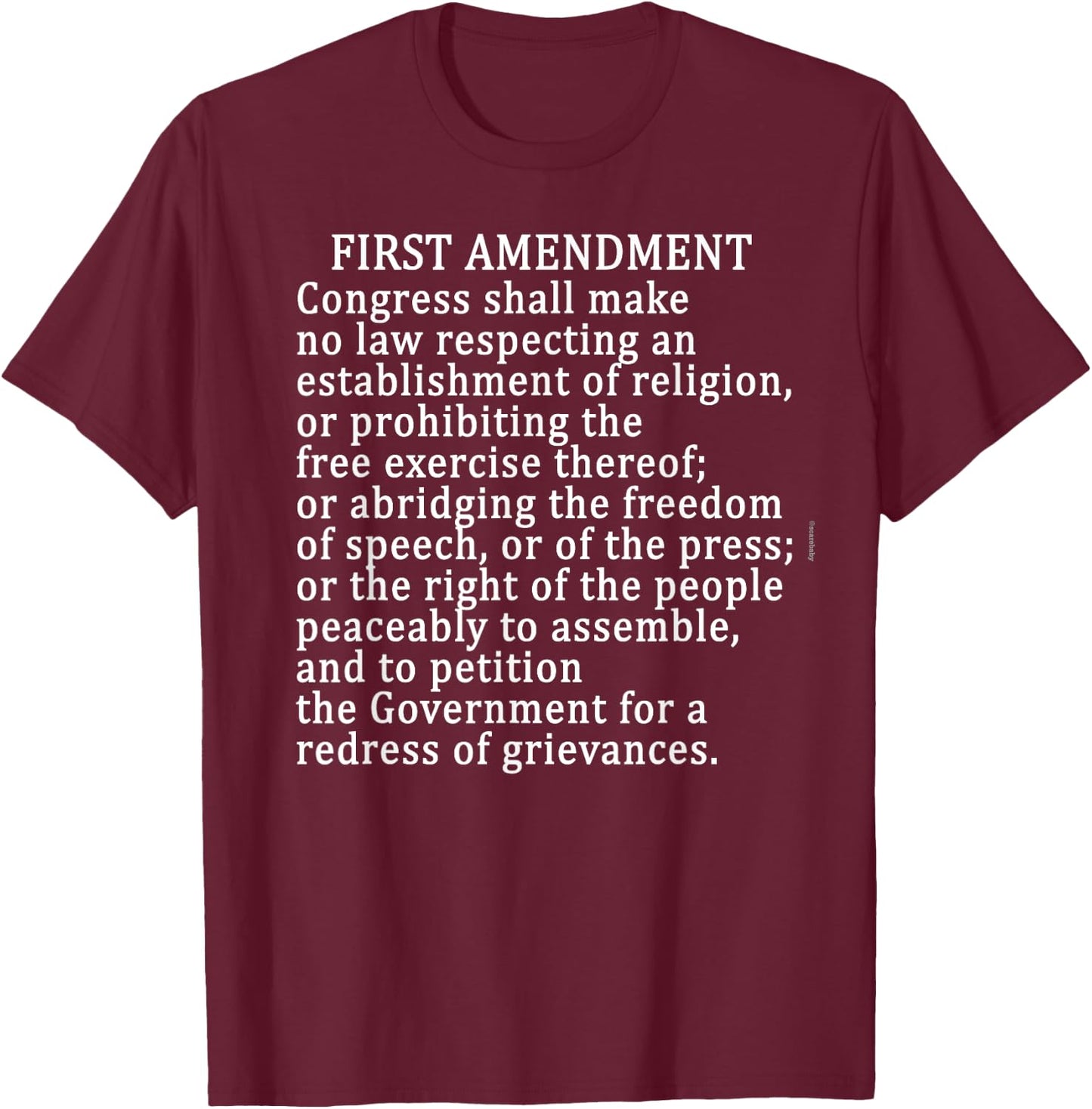 1st AMENDMENT FREE PRESS Bill of Rights T-Shirt - T-Shirt | Maroon