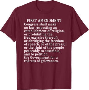 1st AMENDMENT FREE PRESS Bill of Rights T-Shirt - T-Shirt | Maroon