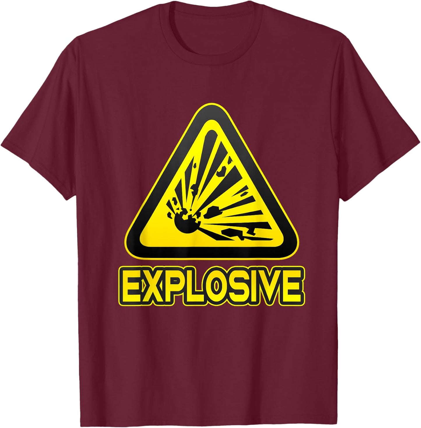 Explosive Funny Hazard Symbol Explosion Whim Fun T-Shirt - T-Shirt | Maroon