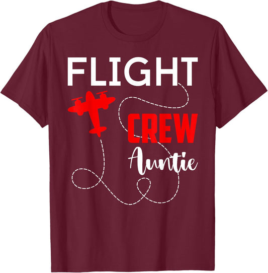 Flight Crew Auntie Birthday Squad Pilot Airplane Trip 2026 T-Shirt - T-Shirt | Maroon