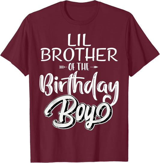 Lil Brother of The Birthday Boy Family Matching Party Men T-Shirt - T-Shirt | Maroon