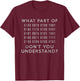 FUNNY What Part of Binary Code Don't You Understand T-Shirt - T-Shirt | Maroon