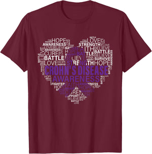 Crohn's disease Awareness Fight Hope Support Strong Warrior T-Shirt - T-Shirt | Maroon