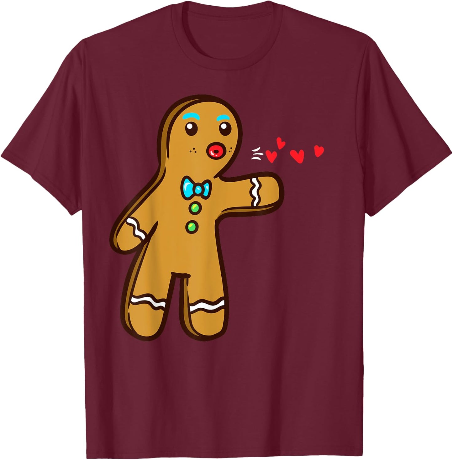Gingerbread Cookie Matching Couple Christmas T-Shirt - T-Shirt | Maroon