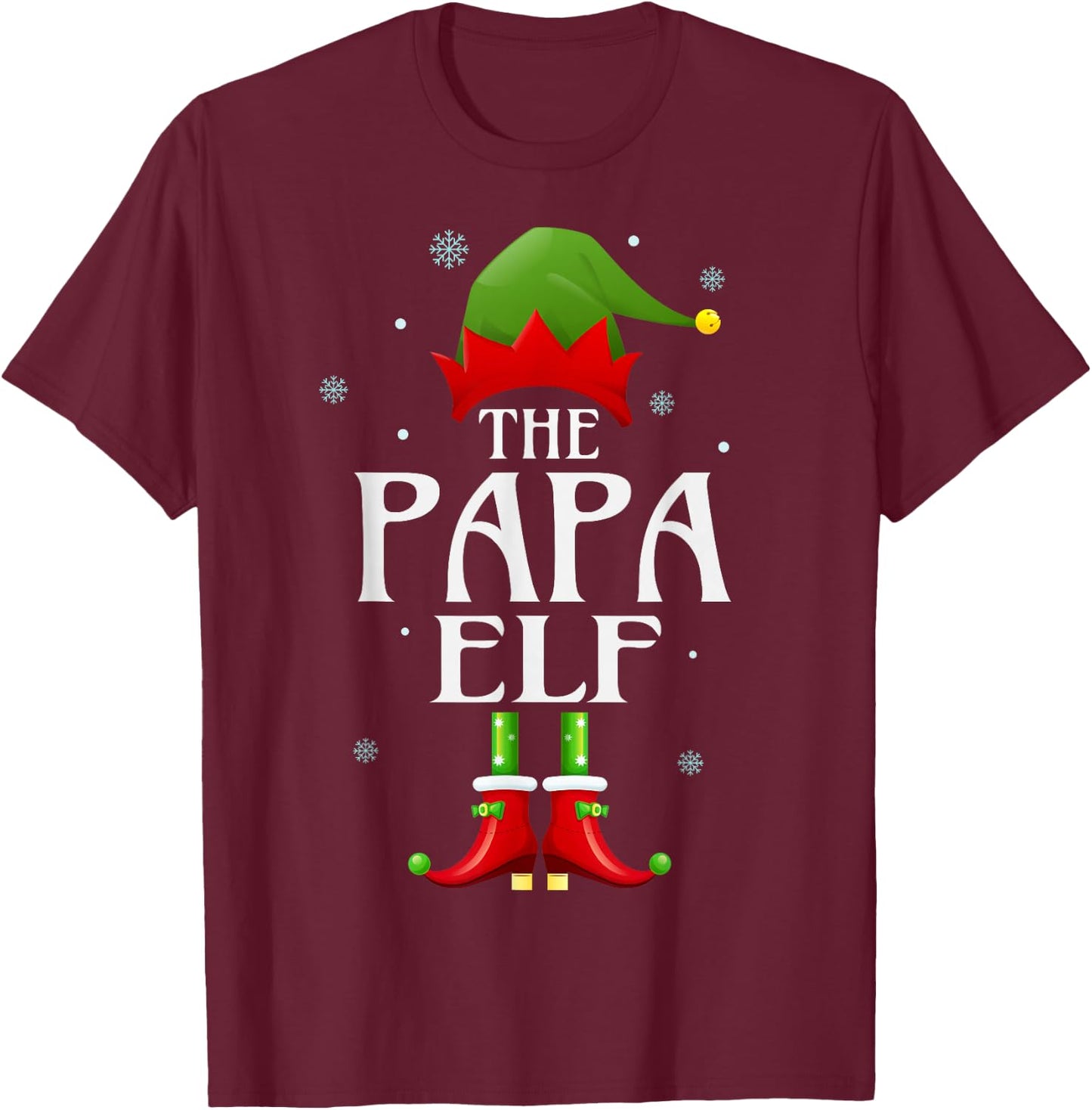Papa Elf Xmas Matching Family Group Christmas Party Pajama T-Shirt - T-Shirt | Maroon