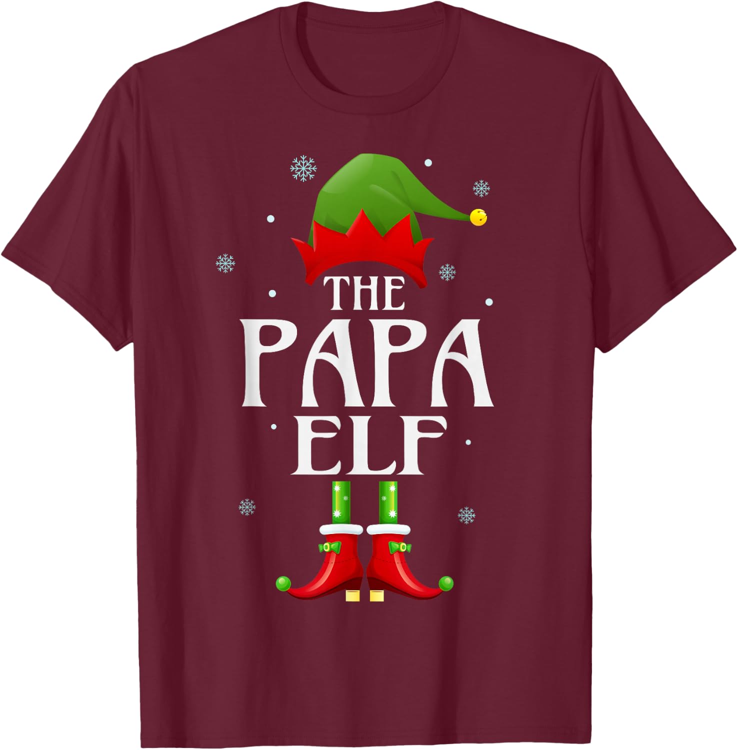 Papa Elf Xmas Matching Family Group Christmas Party Pajama T-Shirt - T-Shirt | Maroon