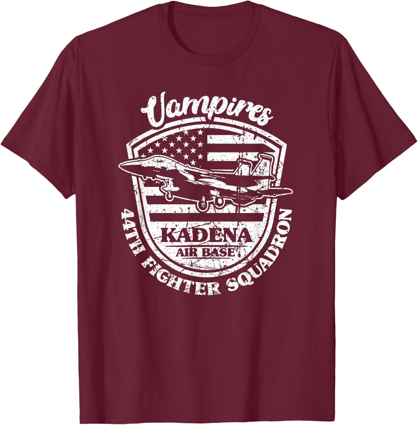 44th Fighter Squadron Vampires Kadena Air Base Okinawa Japan T-Shirt - T-Shirt | Maroon