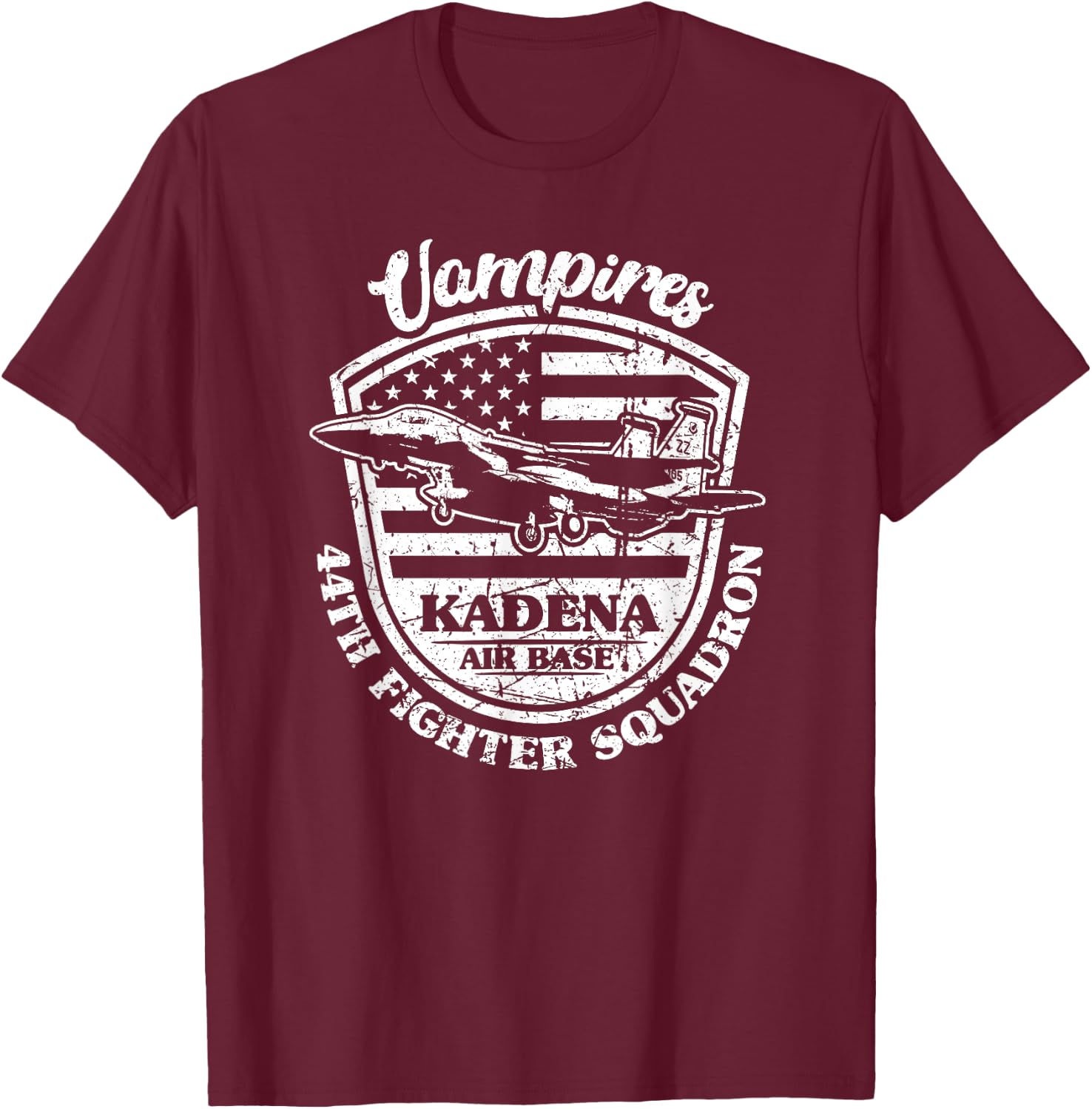 44th Fighter Squadron Vampires Kadena Air Base Okinawa Japan T-Shirt - T-Shirt | Maroon