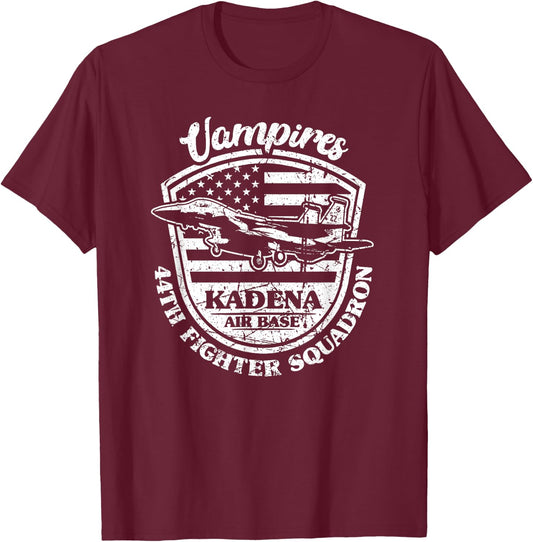 44th Fighter Squadron Vampires Kadena Air Base Okinawa Japan T-Shirt - T-Shirt | Maroon