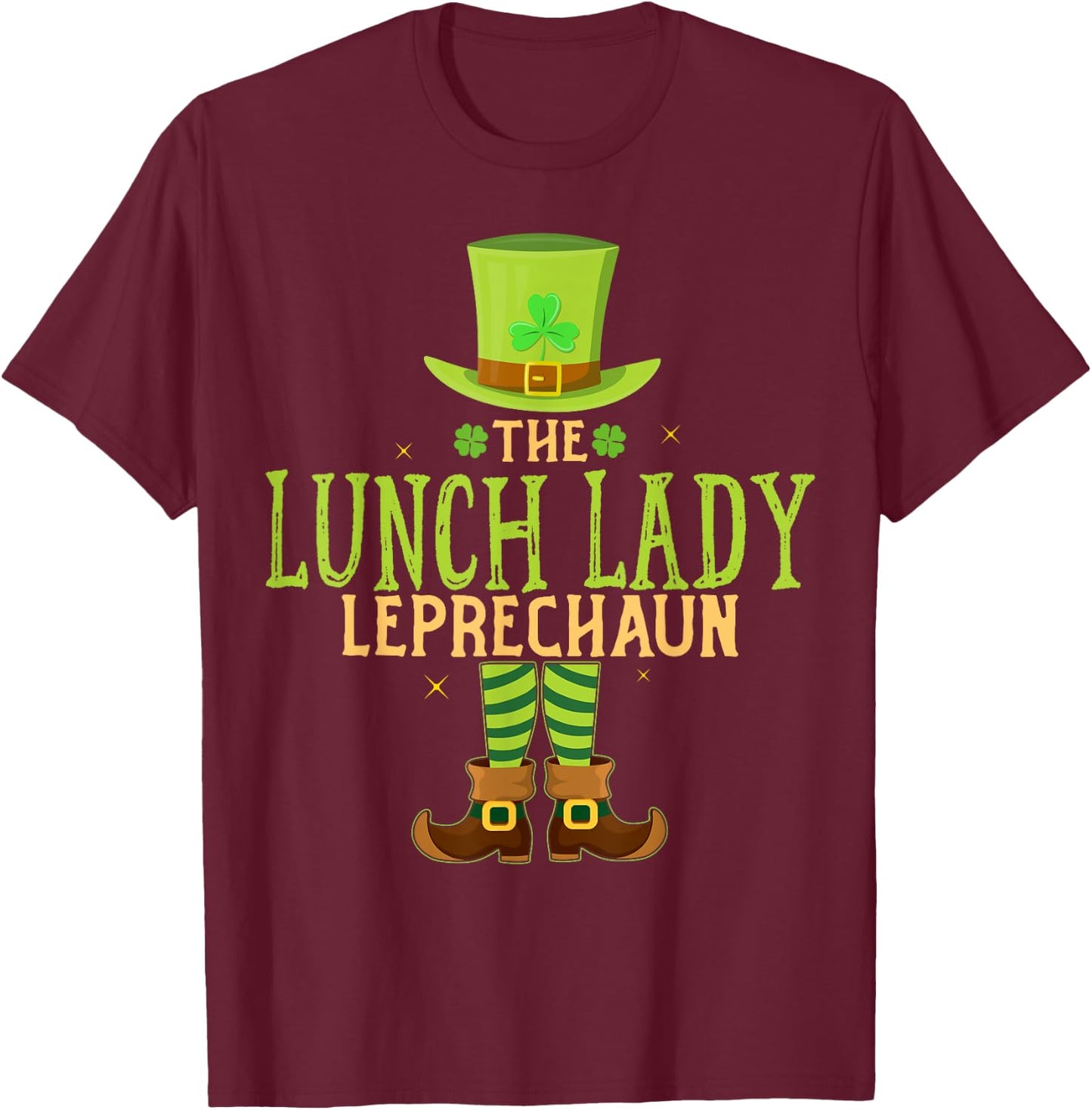 The Lunch Lady Leprechaun Funny Matching St Patricks Day T-Shirt - T-Shirt | Maroon