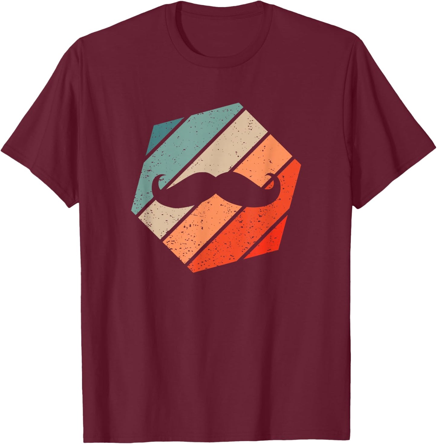 Mustache Retro Style Vintage T-Shirt - T-Shirt | Maroon