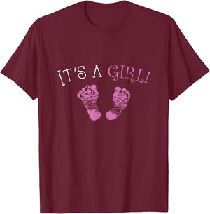 It's A Girl Gender Reveal 2024 T-Shirt - T-Shirt | Maroon