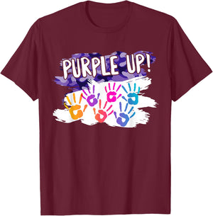 Purple Up T Shirt Month Of Military Child Kids Awareness T-Shirt - T-Shirt | Maroon