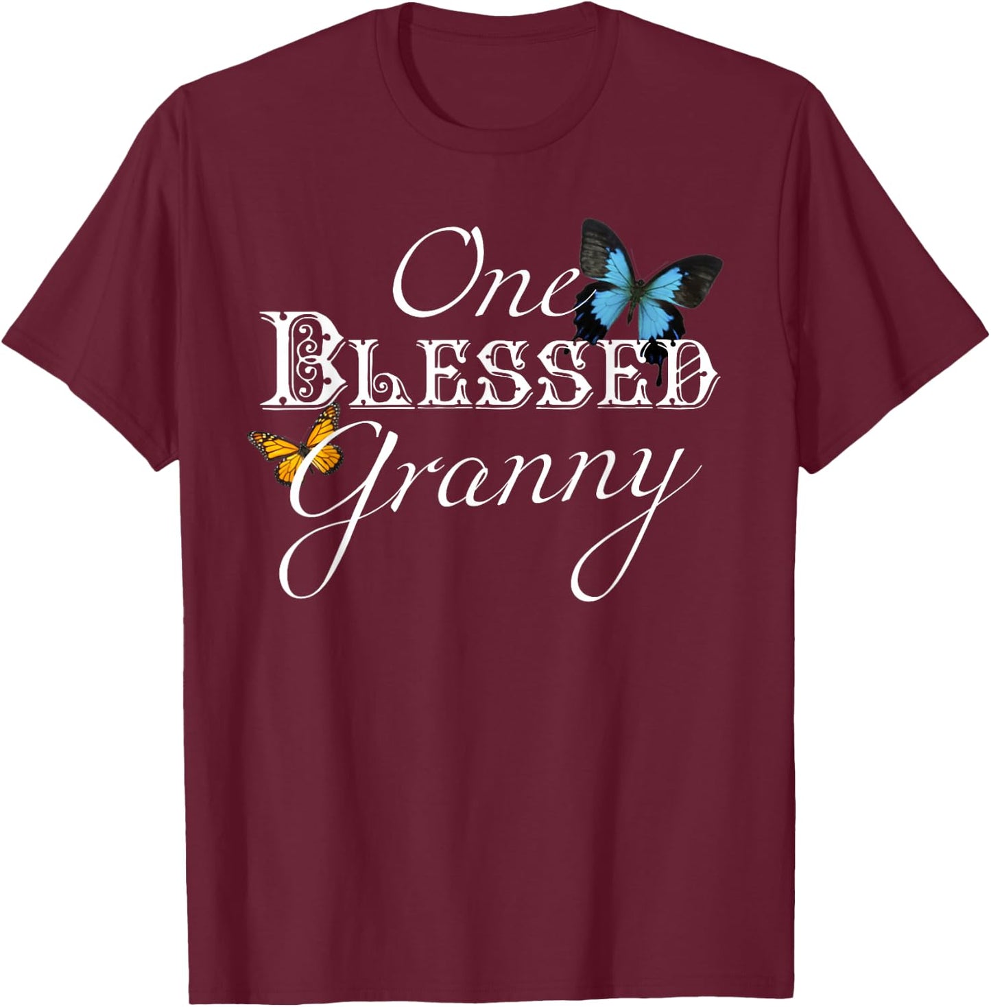 Granny Shirt - One Blessed Granny - Grandmother Gift T-Shirt - T-Shirt | Maroon