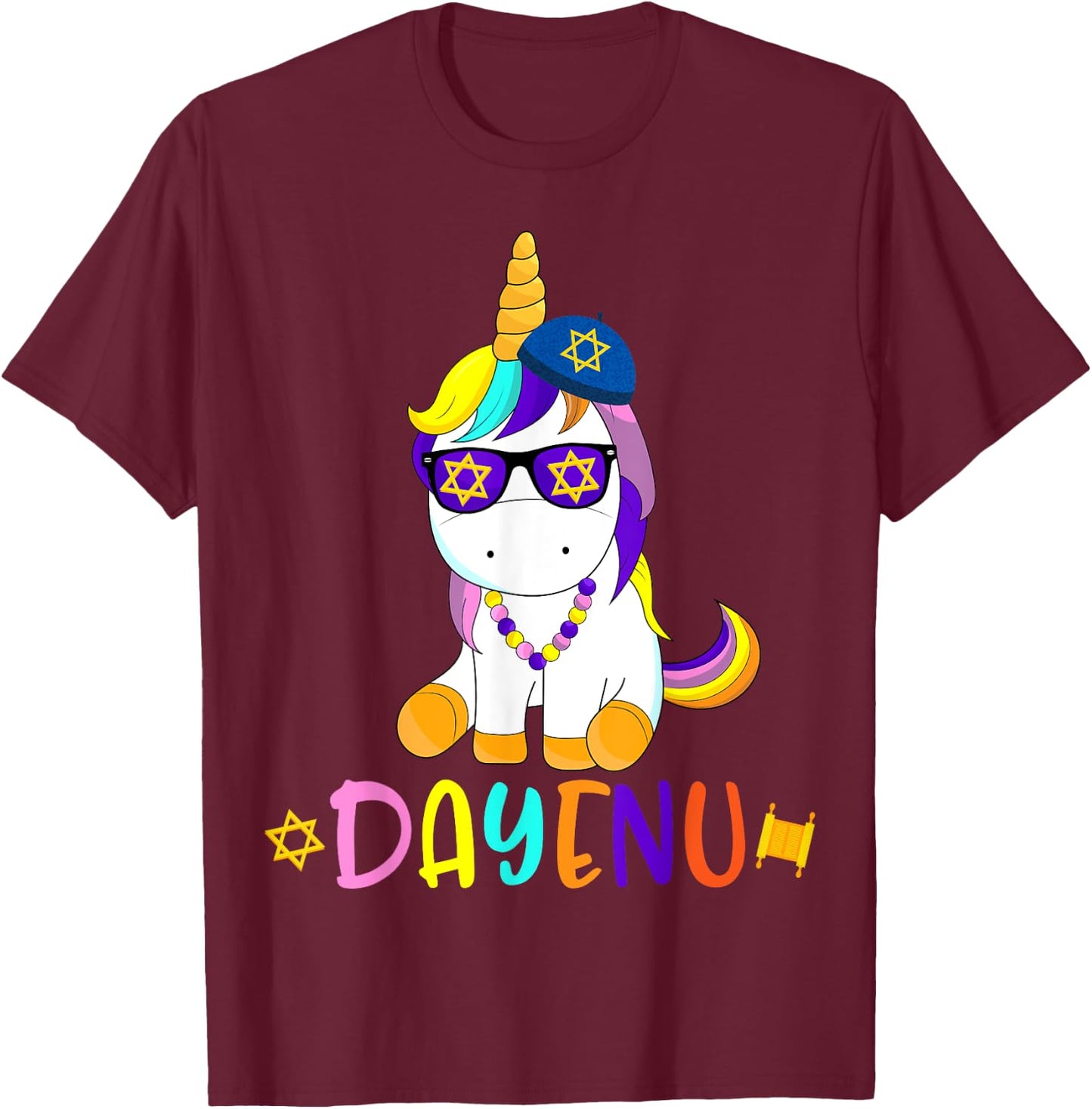 Passover Unicorn Shirt Jewish Matzo Jewnicorn Dayenu Pesach T-Shirt - T-Shirt | Maroon