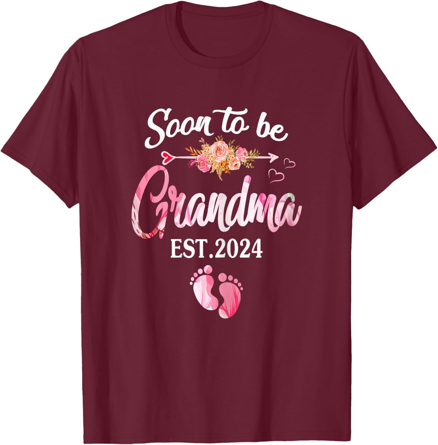 Soon to be Grandma 2024 Shirt Mother's Day For New Grandma T-Shirt - T-Shirt | Maroon