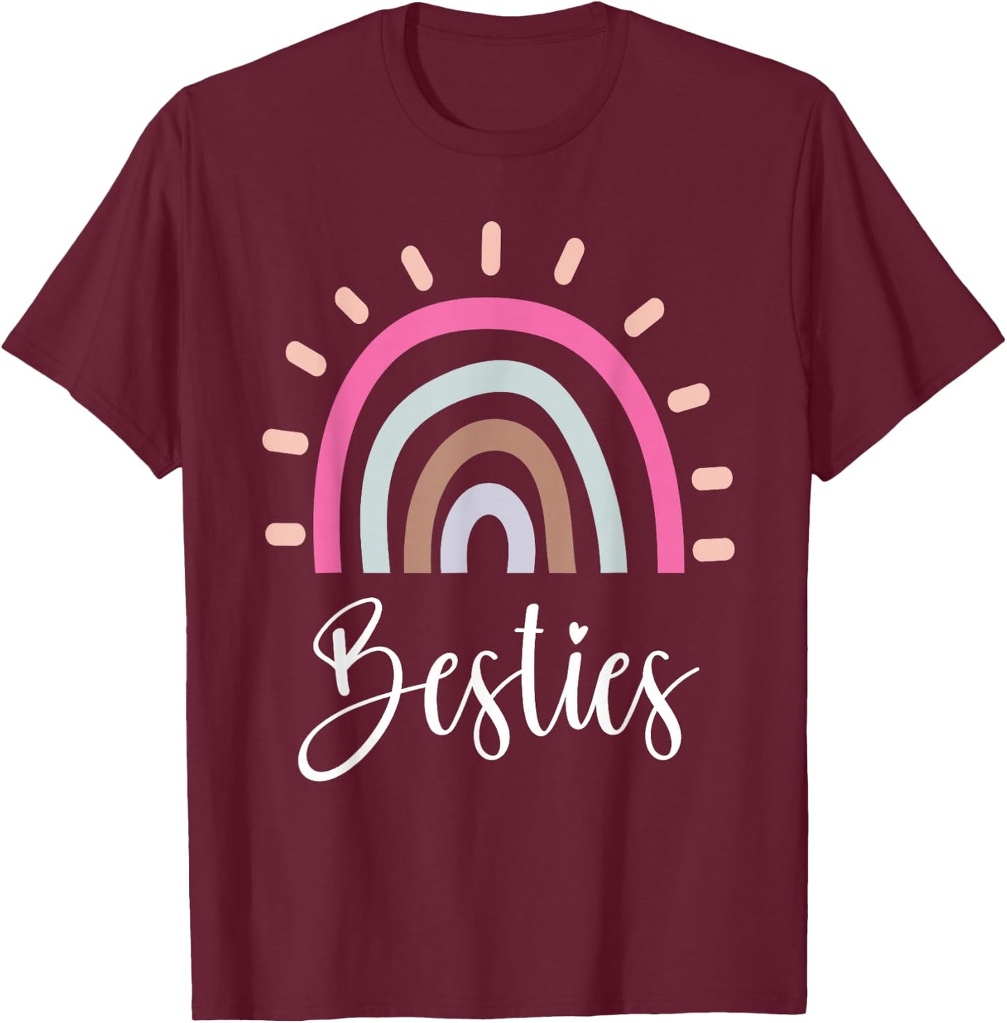 Best Friends BFF Heart Best Friends Bestie T-Shirt - T-Shirt | Maroon