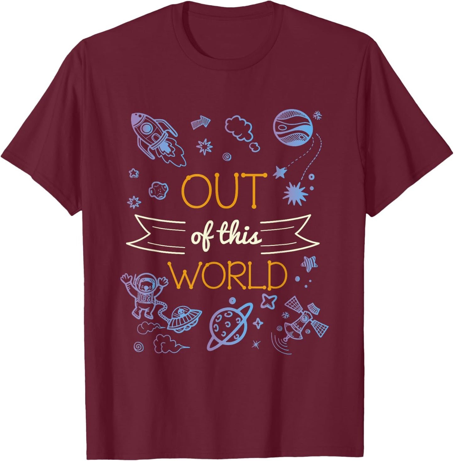 Out Of This World Spaceship T-Shirt - T-Shirt | Maroon