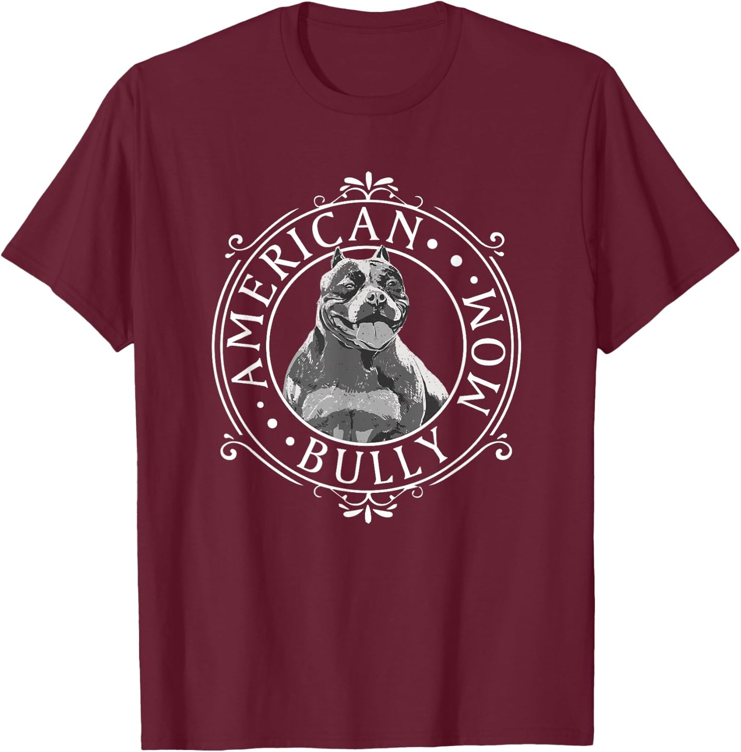 Best American Bully Mom Ever Vintage T-Shirt - T-Shirt | Maroon