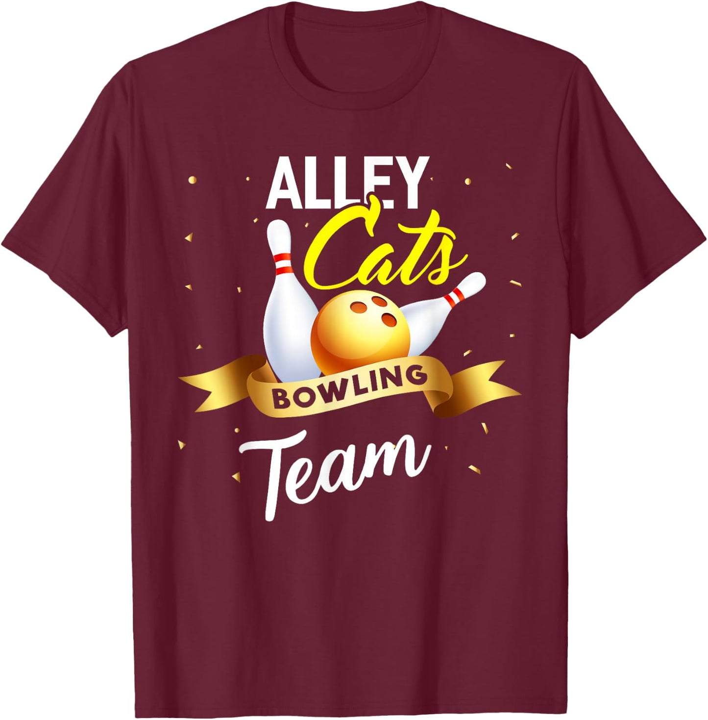 Alley Cat Bowling Shirt Funny Bowler Bowling T-Shirt - T-Shirt | Maroon