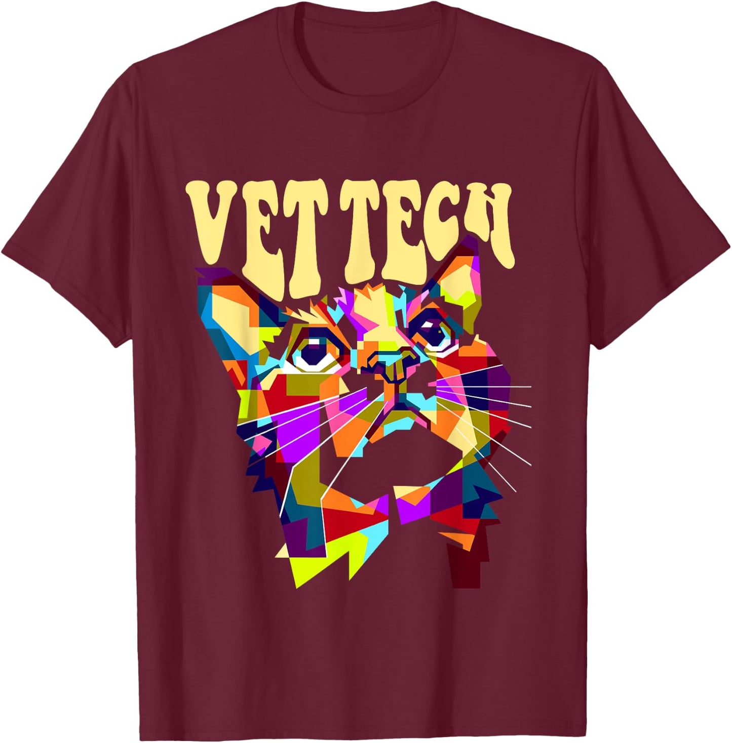 Vet Tech Cat Kitten Pet Veterinarian Veterinary Technician T-Shirt - T-Shirt | Maroon