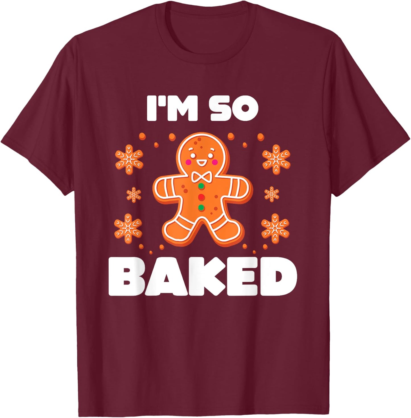 Funny Baked Gingerbread Man Costume Christmas Cookie T-Shirt - T-Shirt | Maroon