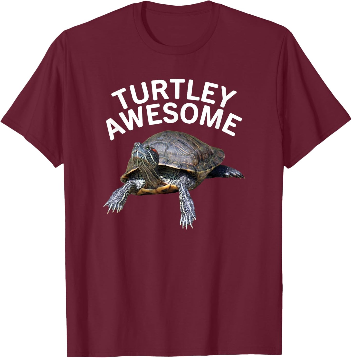 Turtley Awesome Red Ear Slider Turtle T-Shirt - T-Shirt | Maroon