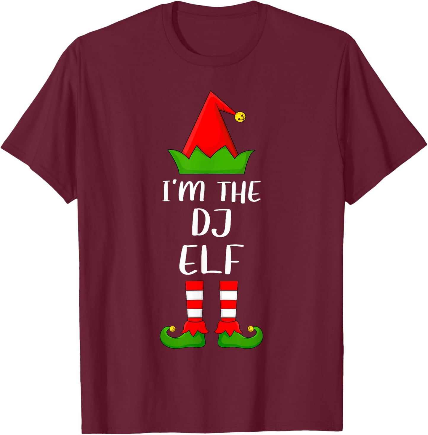 Funny Matching Family I'm The DJ Elf Christmas T-Shirt - T-Shirt | Maroon