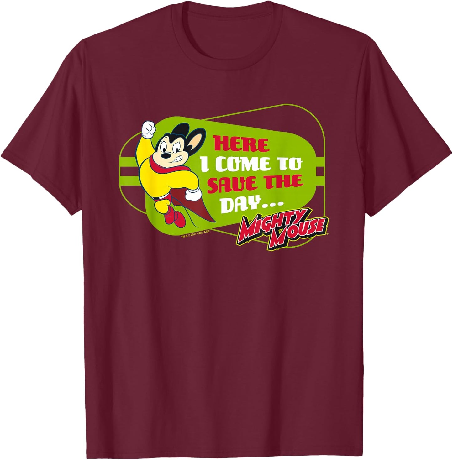Mighty Mouse Here I Come T-Shirt - T-Shirt | Maroon