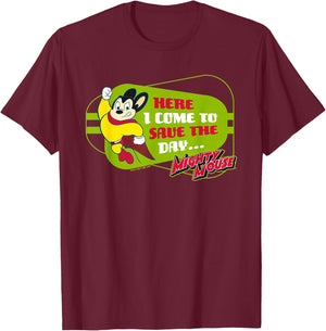 Mighty Mouse Here I Come T-Shirt - T-Shirt | Maroon