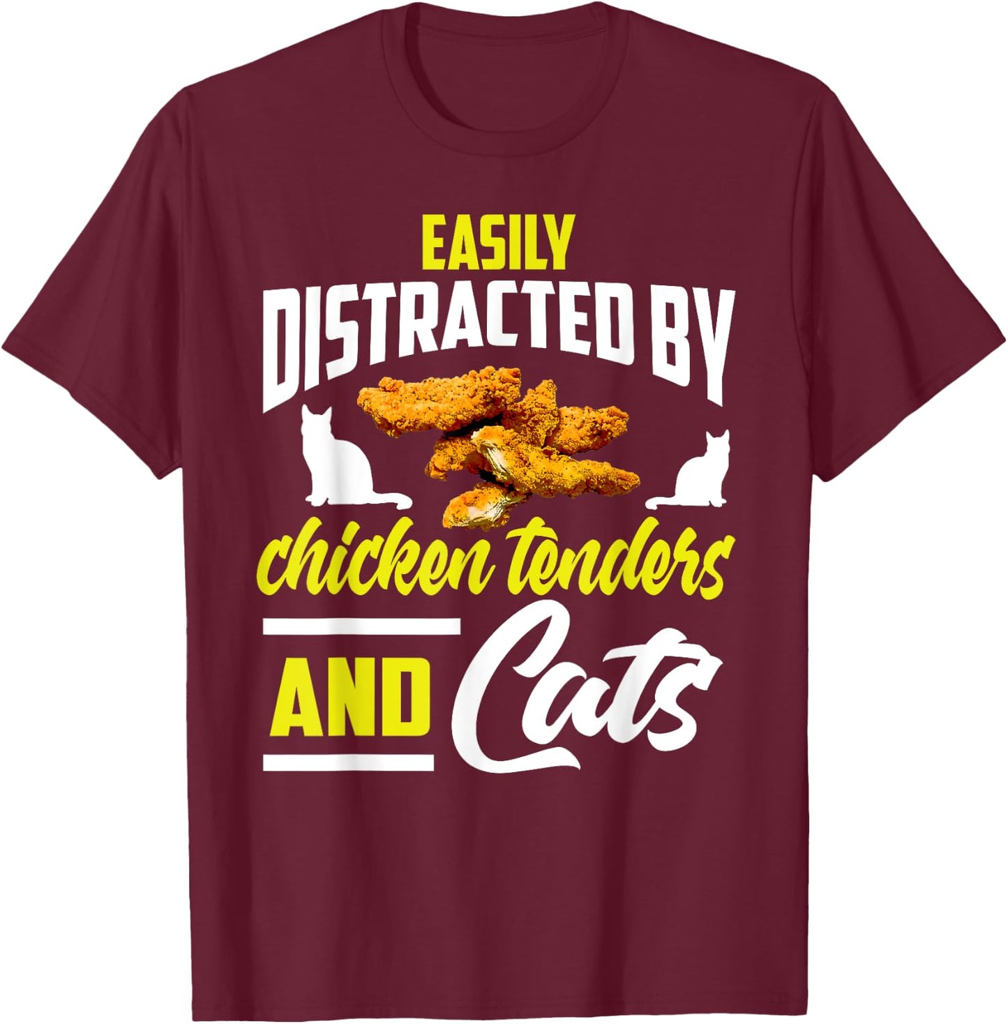 Chicken Tenders Shirt Funny Cat Lover Chicken Tenders Women Girls Kids T-Shirt - T-Shirt | Maroon
