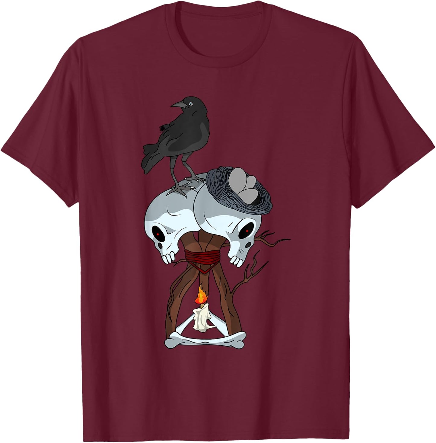 Skull hex Crow Video Game T-Shirt - T-Shirt | Maroon