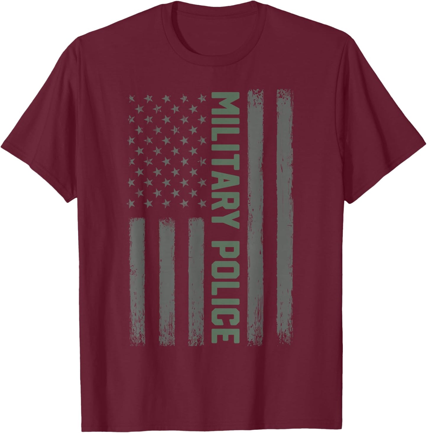 Military Police Shirt American Flag | Proud USA Veteran Gift T-Shirt - T-Shirt | Maroon