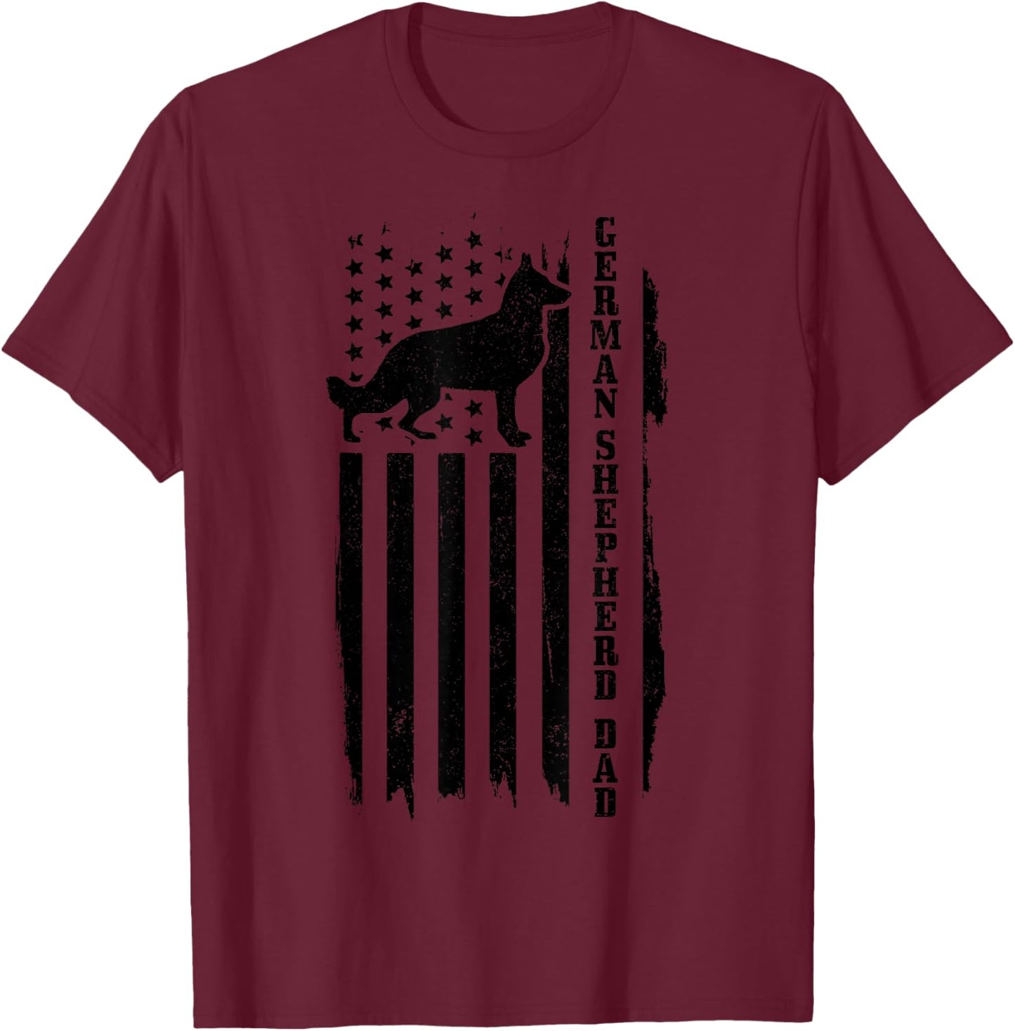 German Shepherd Dad Vintage Flag Patriotic Dog T-Shirt - T-Shirt | Maroon