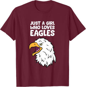 Just a Girl Who Loves Eagles T-Shirt - T-Shirt | Maroon