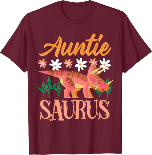 Auntie Saurus Dino Design For Aunt Relative T-Shirt - T-Shirt | Maroon
