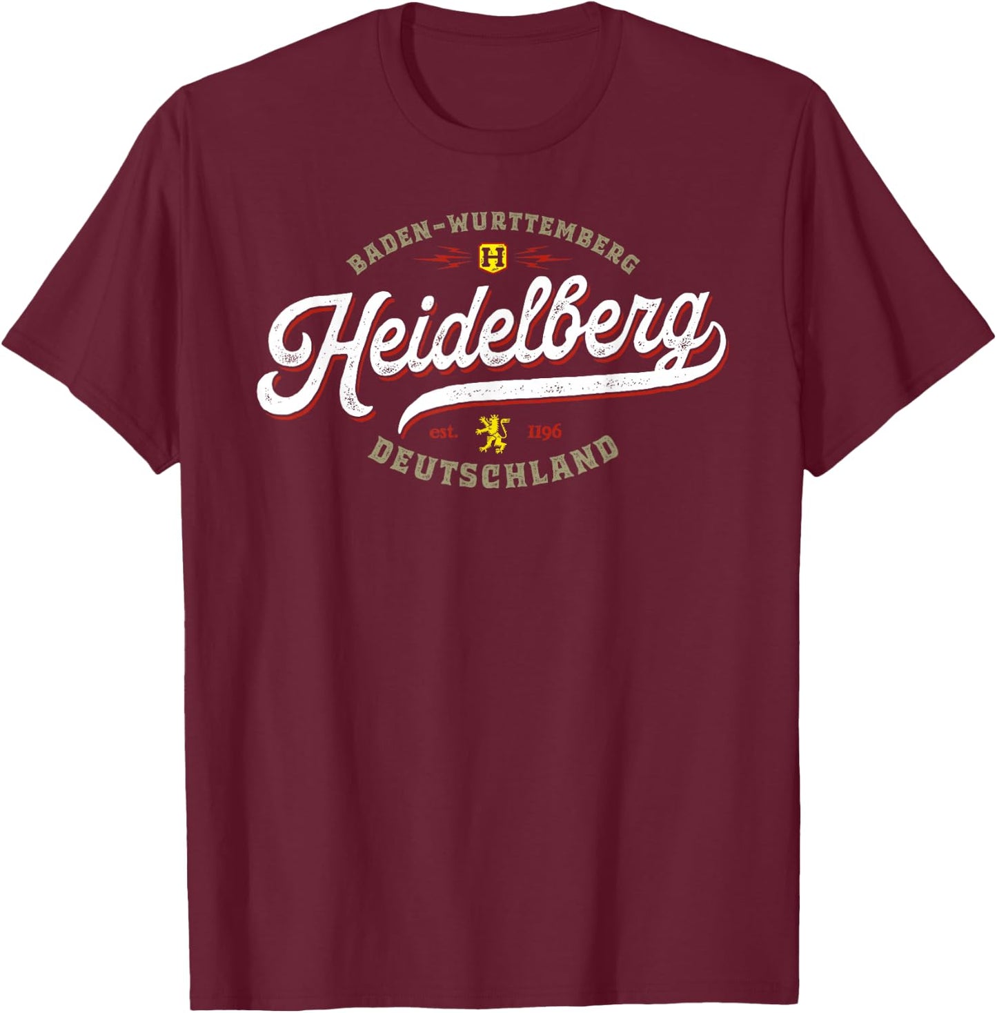 Heidelberg Germany - Vintage Souvenir Travel Heidelberg T-Shirt - T-Shirt | Maroon