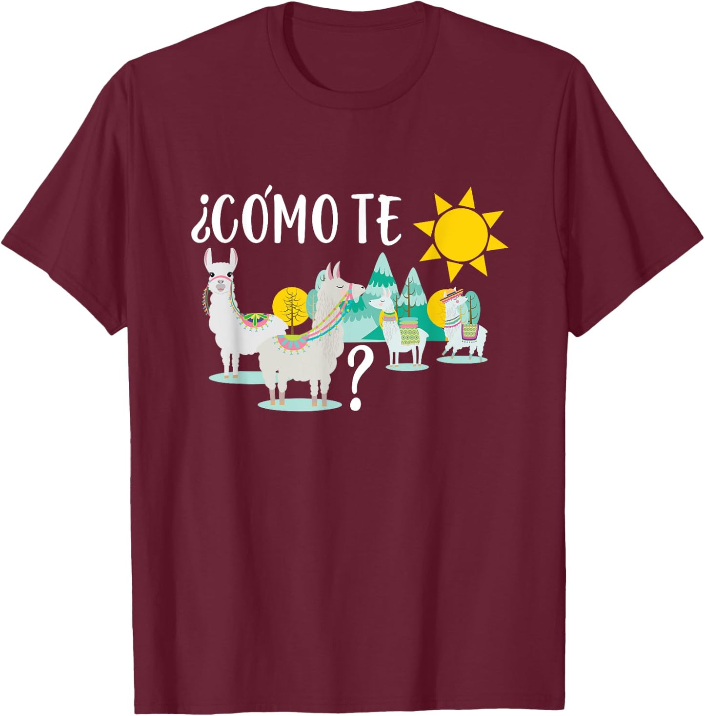 Women Llama Shirt Como Te LLamas Funny Spanish Teacher Gift T-Shirt - T-Shirt | Maroon