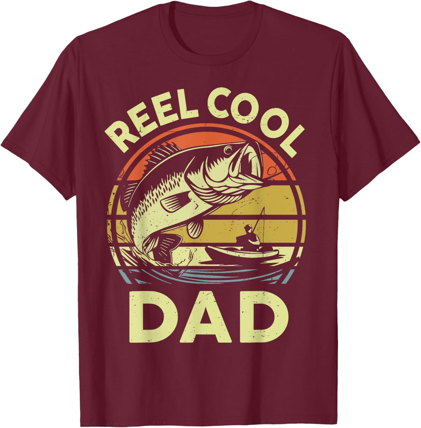 Fisherman Reel Cool Dad Funny Kayak Fishing Bass Step Dad T-Shirt - T-Shirt | Maroon