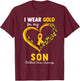I Wear Gold For My Son Childhood Cancer Heart Ribbon T-Shirt - T-Shirt | Maroon