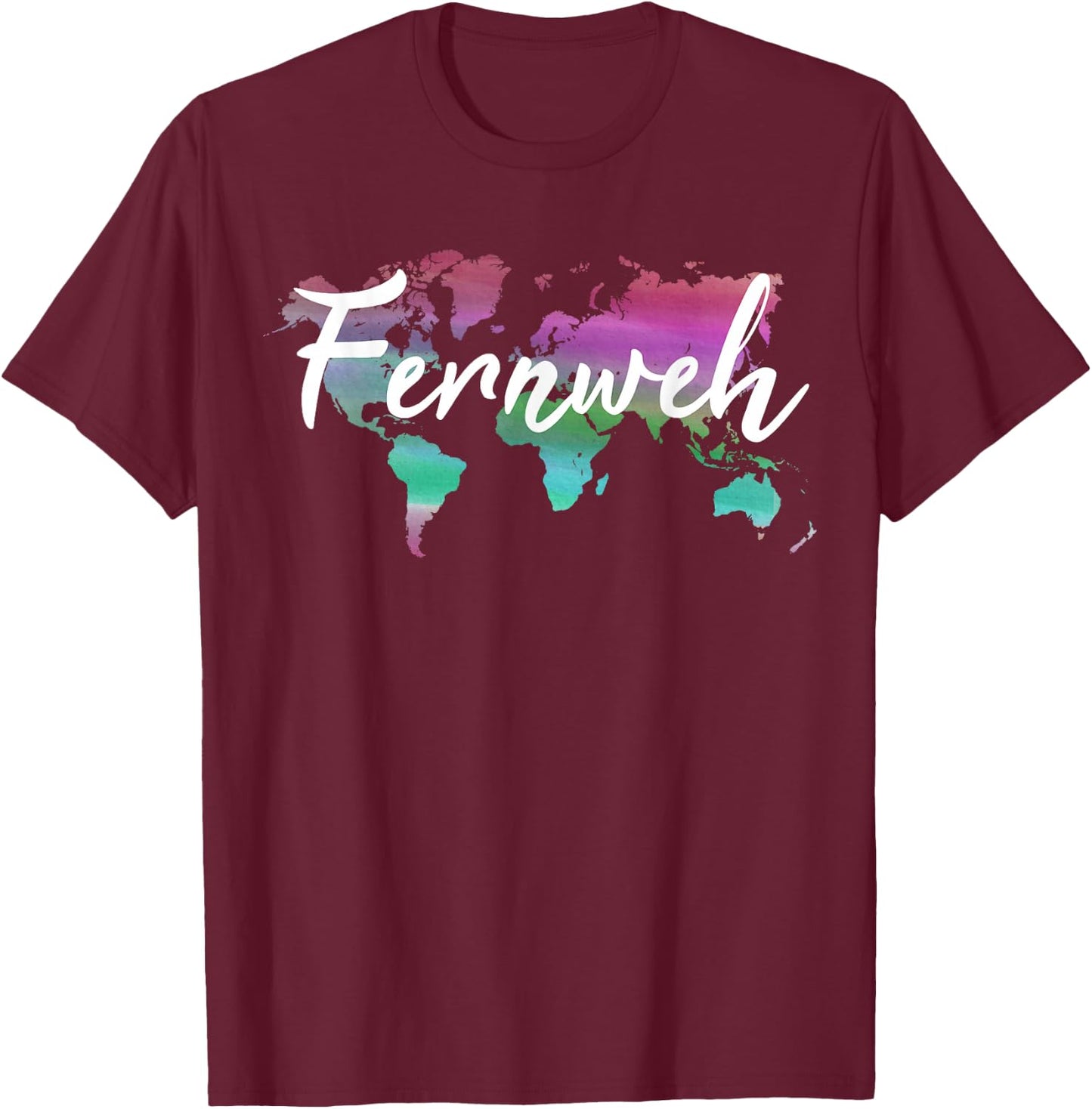 Fernweh World Map Backpacker Travel World Travel Traveler Travel T-Shirt - T-Shirt | Maroon