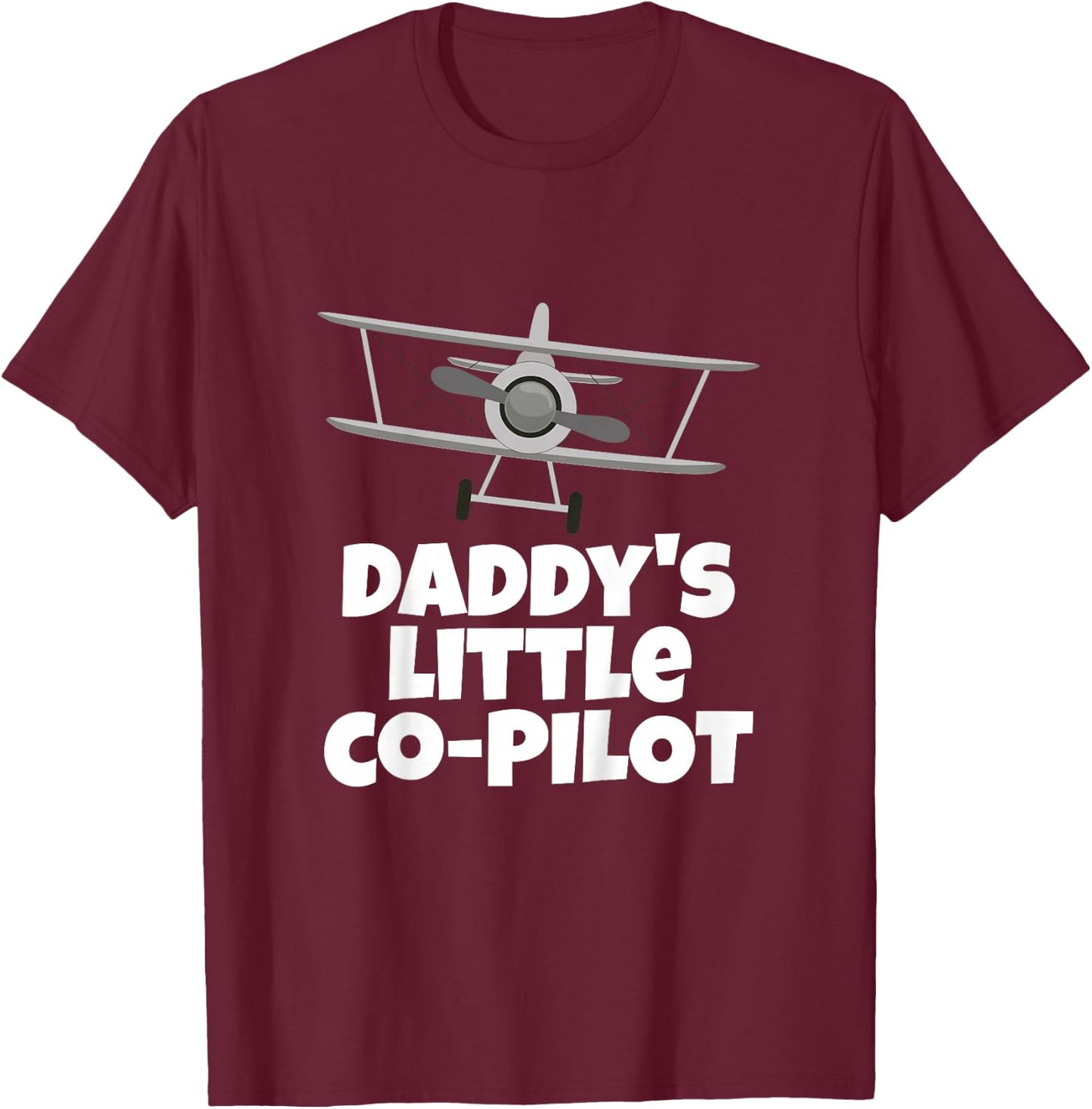 Daddy's Little Co-Pilot Kid's Airplane T-Shirt - T-Shirt | Maroon