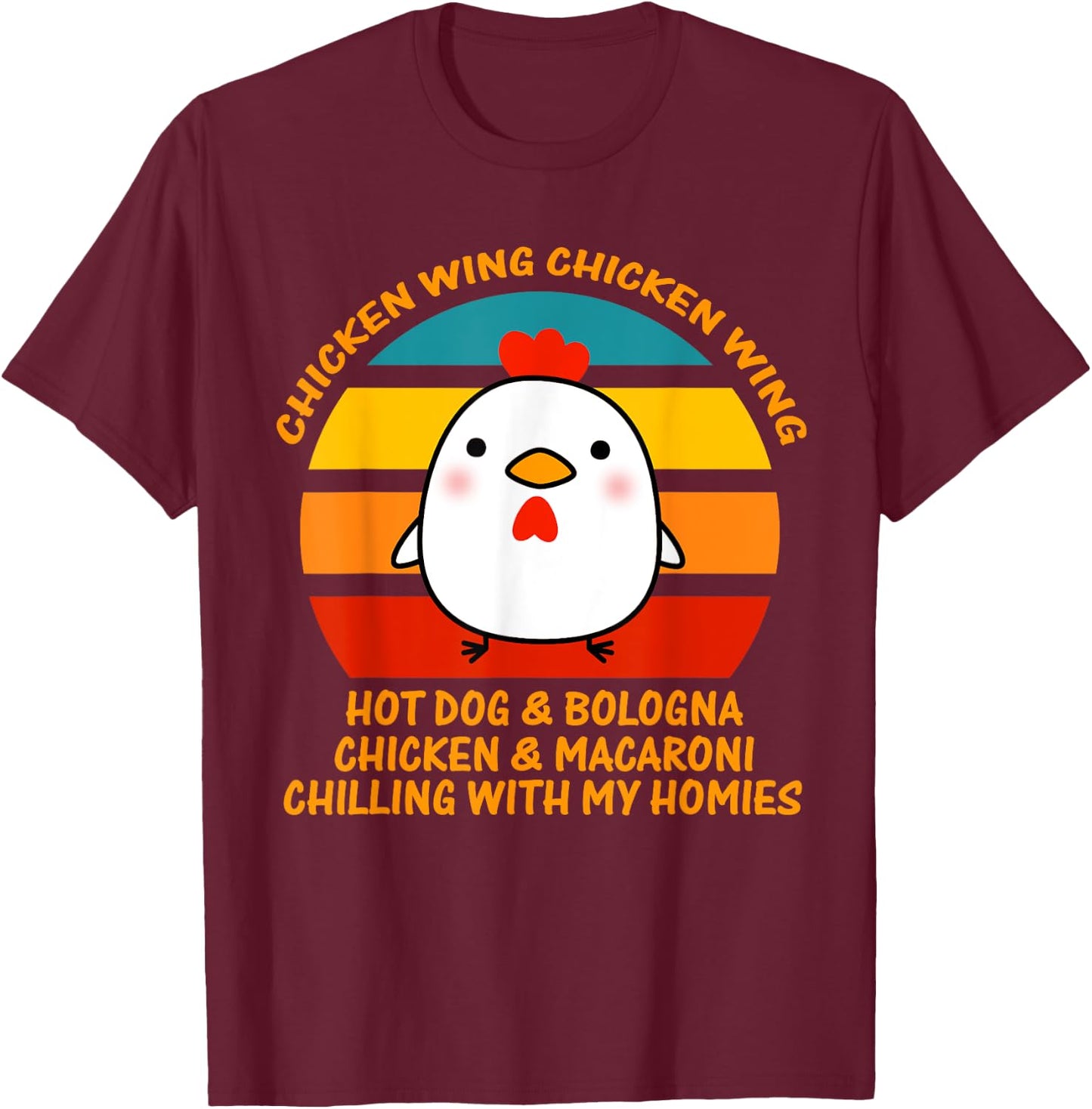 Chicken Wing Chicken Wing Hot Dog and Bologna Kids Boy Girl T-Shirt - T-Shirt | Maroon