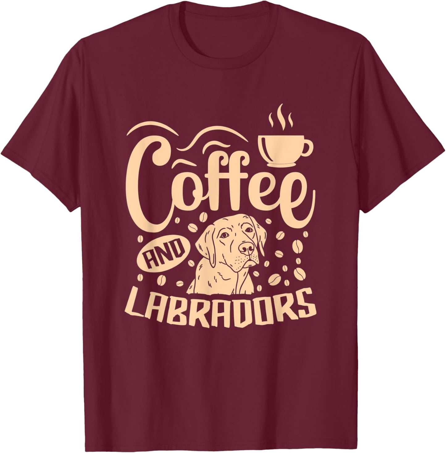 Labrador Dog Apparel Coffee Addict for Lab Owner Lovers T-Shirt - T-Shirt | Maroon