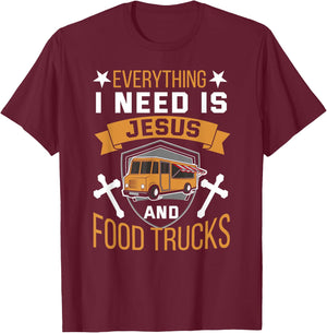 Christian Food Truck Shirt Religious Jesus Street Food T-Shirt - T-Shirt | Maroon