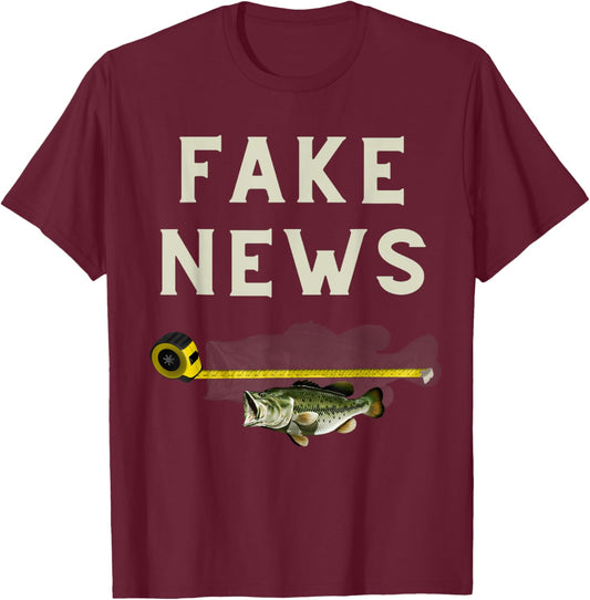 Funny Fake News large mouth bass fishing design T-Shirt - T-Shirt | Maroon