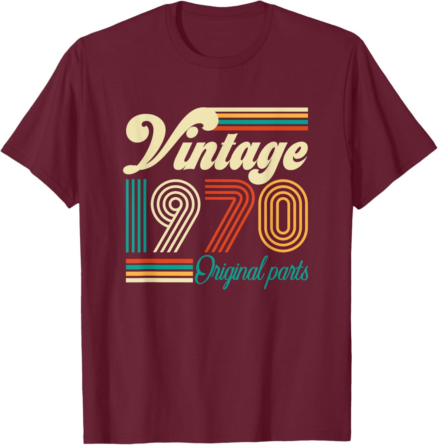 Vintage 1970 Original Parts 50th Birthday Gift T-Shirt - T-Shirt | Maroon